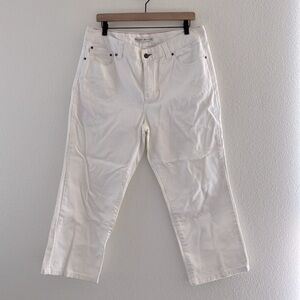 Tommy Hilfiger white Jeans Floral embroidery Straight leg sz 14